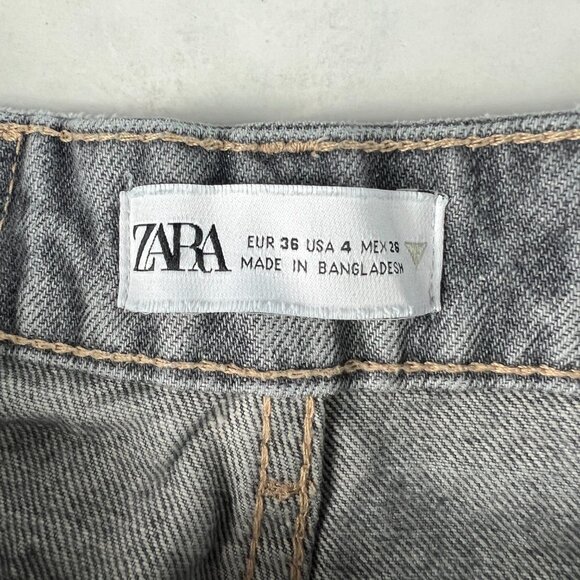 Zara Jeans Women's 26x26* High Rise Mom Straight Crop Grey Faded Denim Tag 4 - Picture 9 of 16
